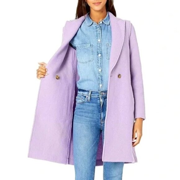 J. Crew Size 14 Pea Lilac Purple Italian Boiled Wool Coat Daphne Trench - Picture 10 of 11